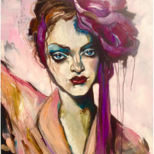 "Femme fatale" Akryl på lærred 80 x 80