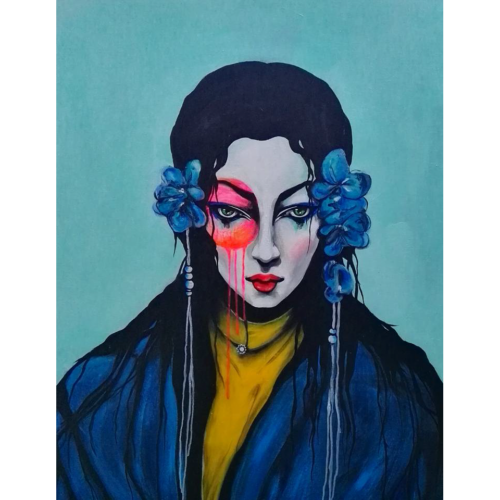 Japanese Bride - 80 x 100 cm - Akryl på lærred